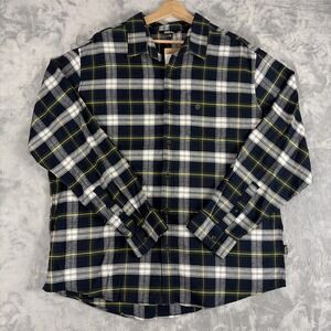 EDDIE BAUER Field Flannel Flex 2.0 Mens 2XL Long Sleeve Shirt Navy Plaid NWT